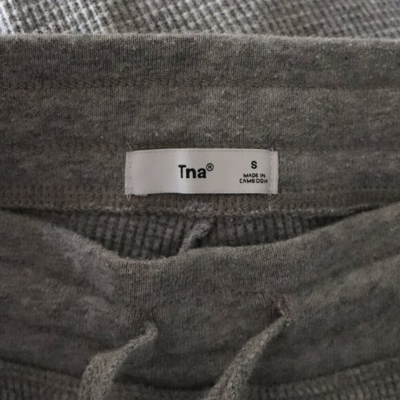 TNA Women's Grey Sz S Waffle Knit Mid Rise Thermal Pull On Joggers - Picture 10 of 12
